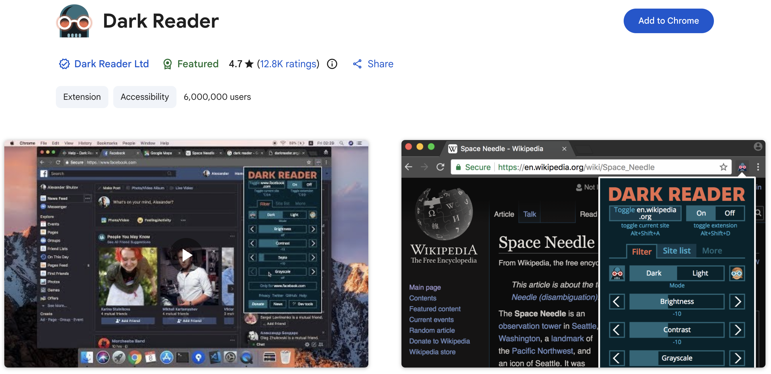 A browser dark mode extension interface